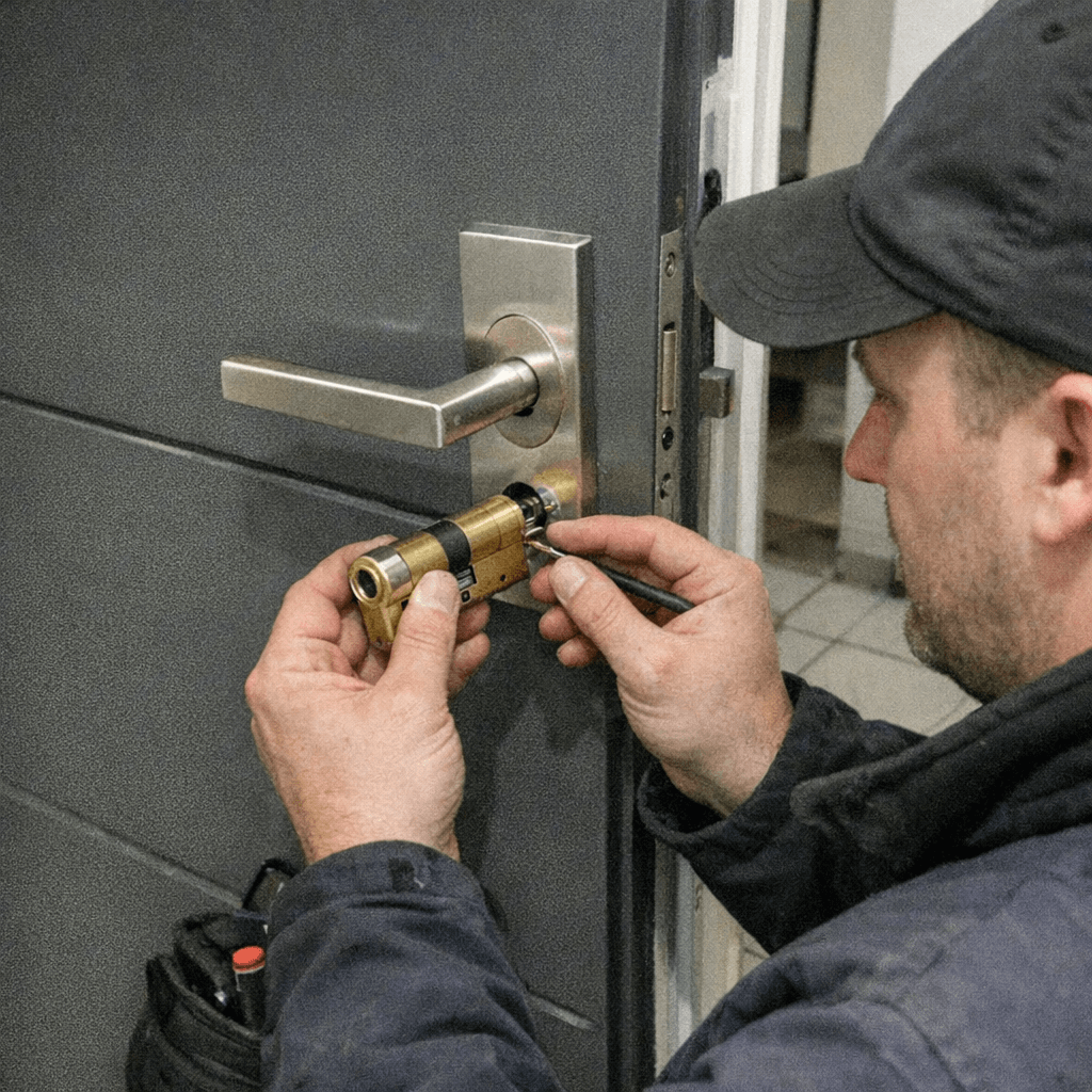Installation eines hochsicheren Schließzylinders an einer Haustür
